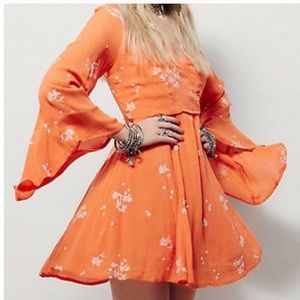 Free People bell sleeved embroidered dress